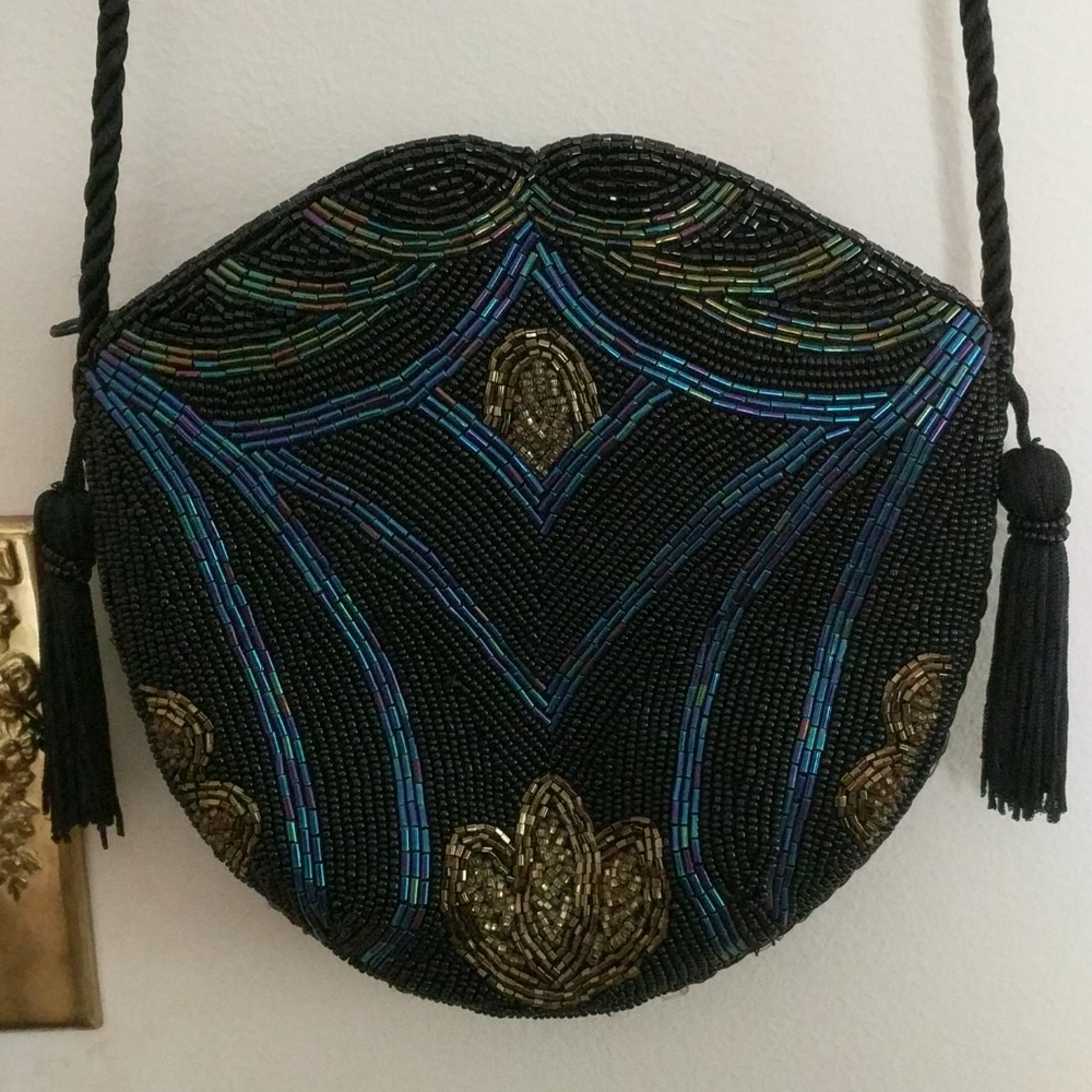 Beaded Art Nouveau Shoulder Bag Purse